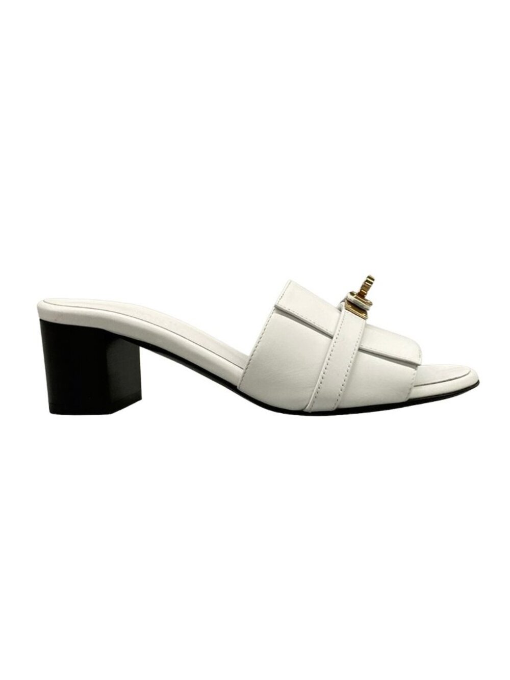 Hermes Mules Jige 50 White Gold Kelly Leather 35 - Picture 4 of 11